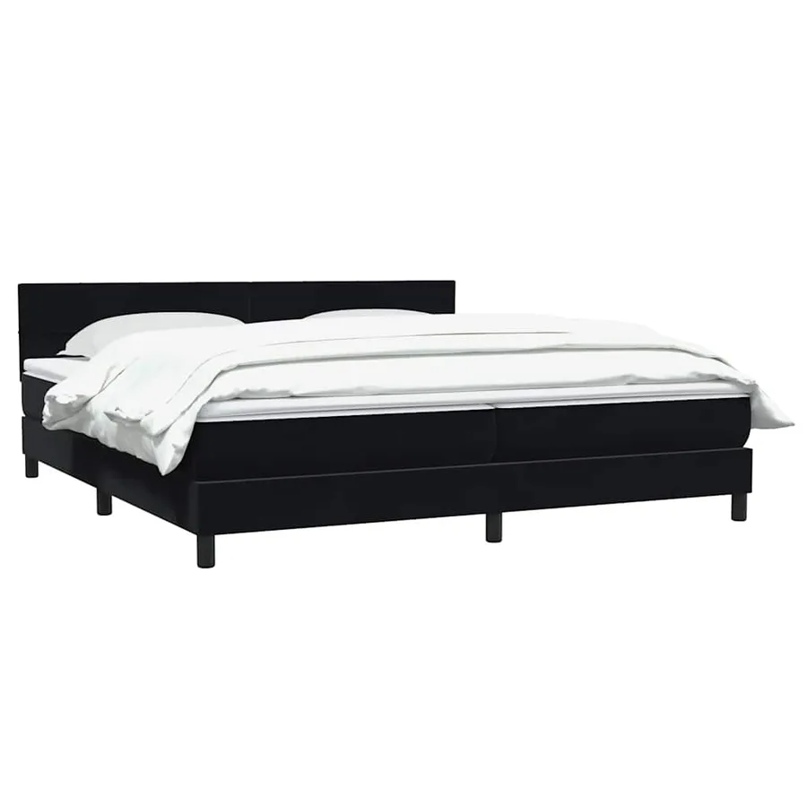 Sommier à lattes de lit avec matelas noir 200x220 cm velours - 3