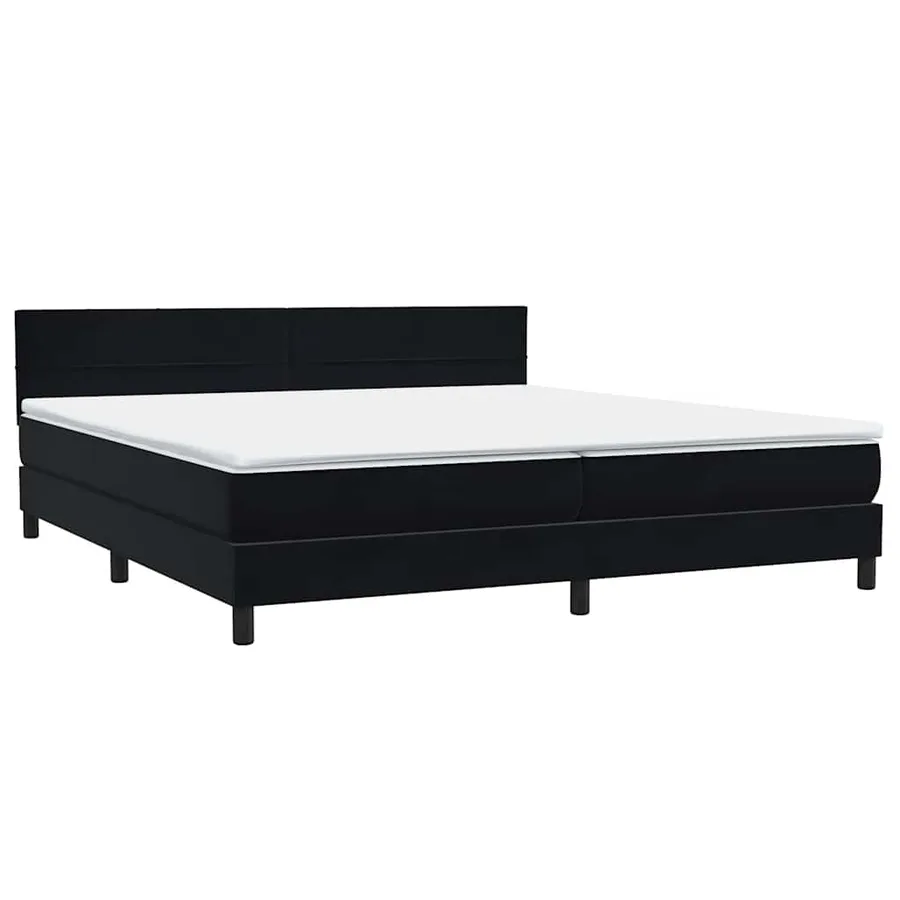 Sommier à lattes de lit avec matelas noir 200x220 cm velours - 4