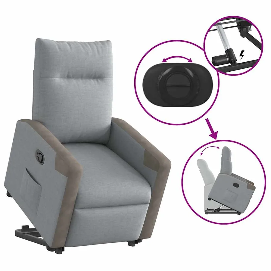 Fauteuil inclinable Gris clair Tissu - 9