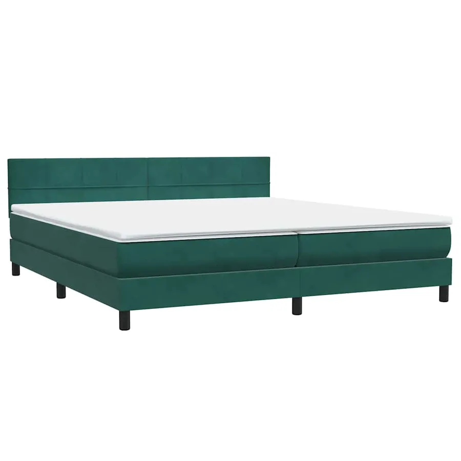 Sommier à lattes de lit et matelas et LED vert foncé 180x220cm velours - 5