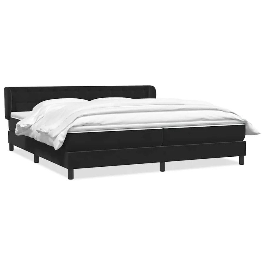 Sommier à lattes de lit avec matelas noir 200x220 cm velours - 2
