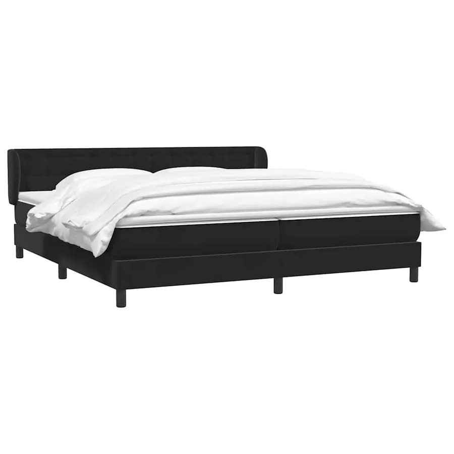 Sommier à lattes de lit avec matelas noir 200x220 cm velours - 3