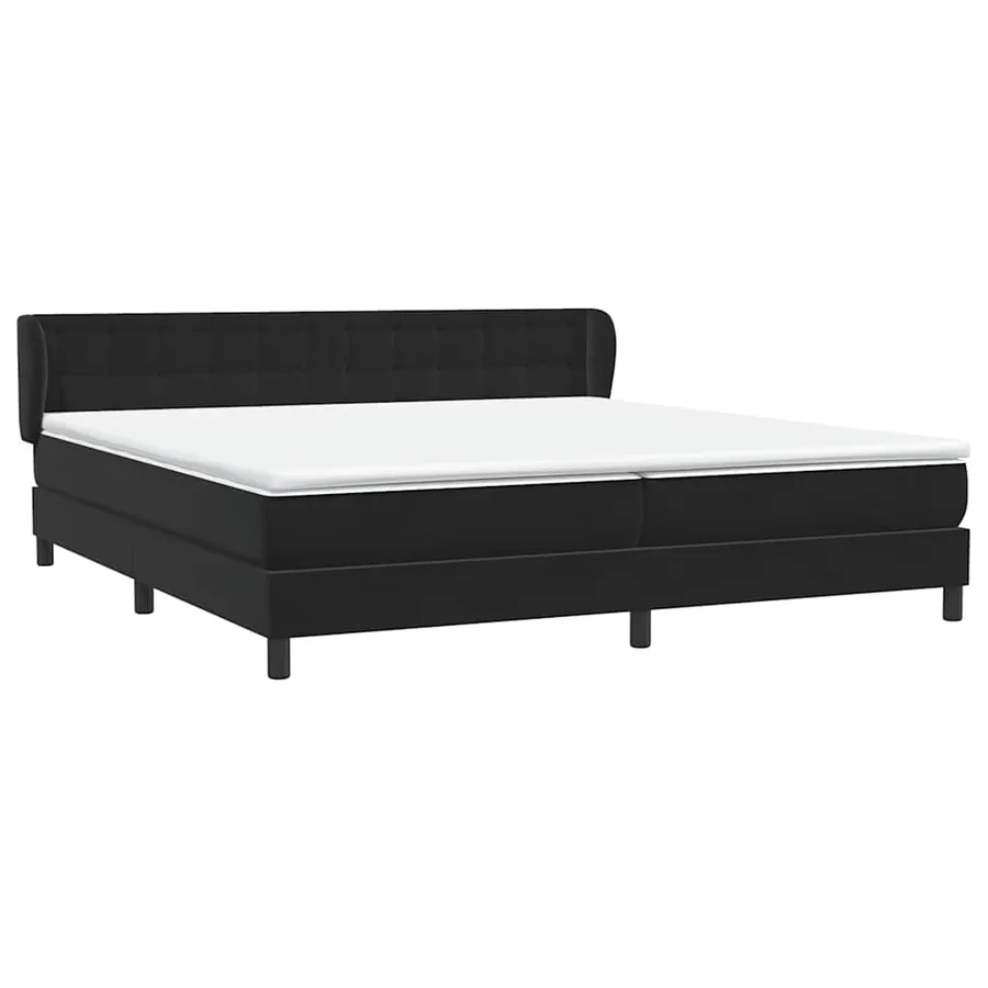 Sommier à lattes de lit avec matelas noir 200x220 cm velours - 4
