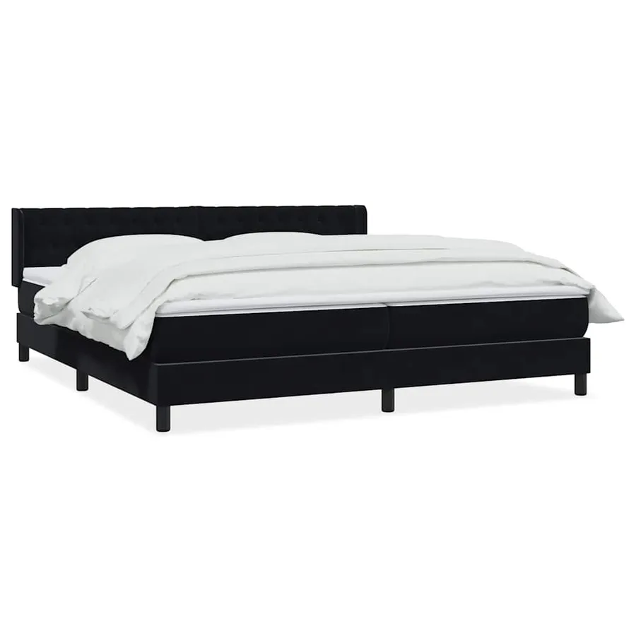 Sommier à lattes de lit avec matelas noir 200x220 cm velours - 2