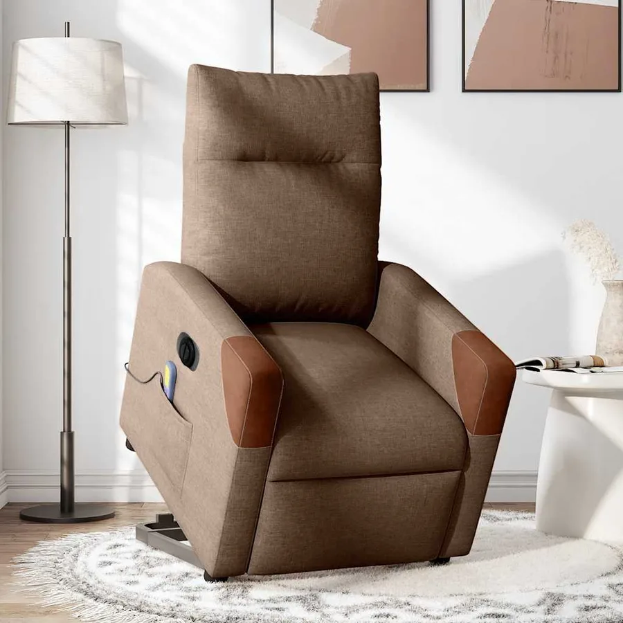 Fauteuil inclinable de massage électrique Marron Tissu - 2