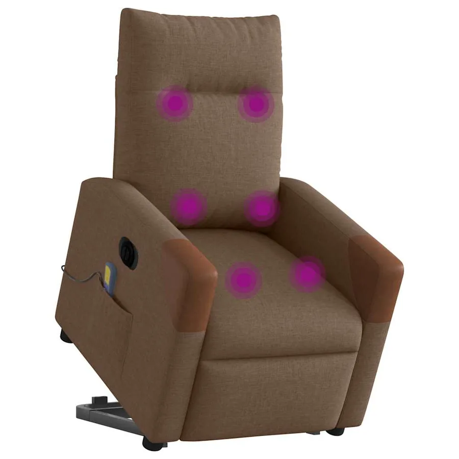 Fauteuil inclinable de massage électrique Marron Tissu - 3