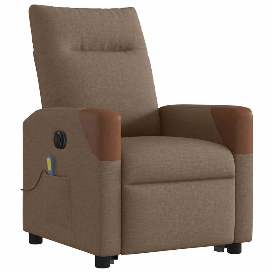 Fauteuil inclinable de massage électrique Marron Tissu - 4