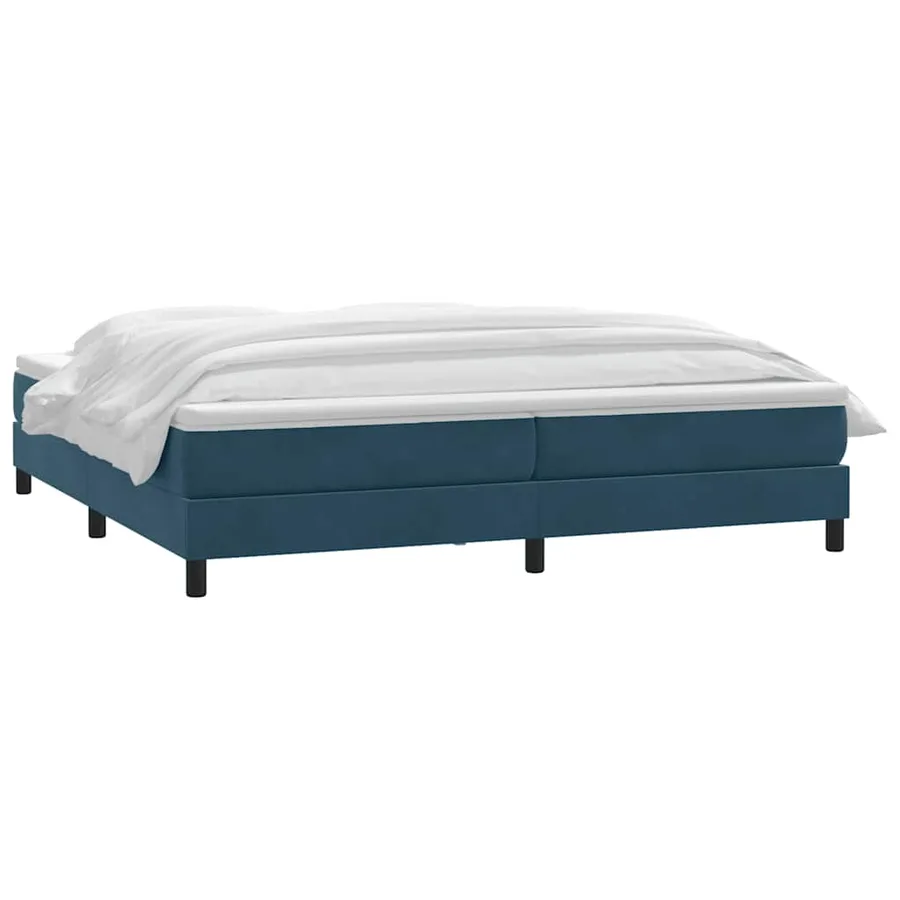 Sommier à lattes de lit et matelas bleu foncé 200x220cm velours - 3