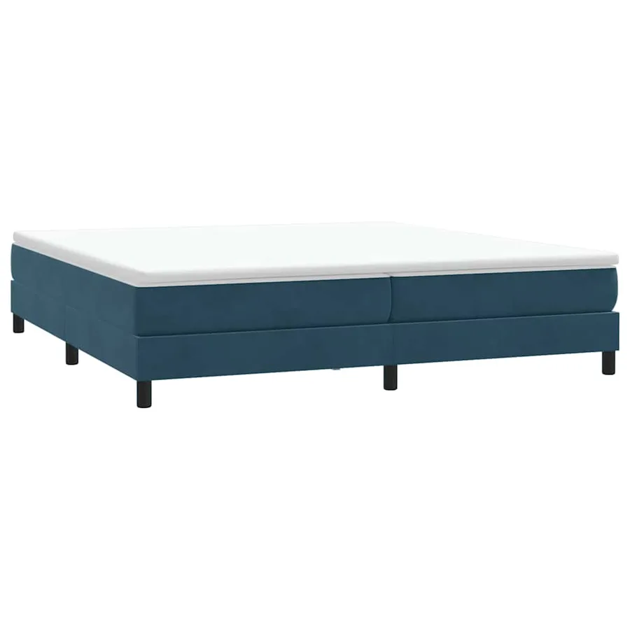 Sommier à lattes de lit et matelas bleu foncé 200x220cm velours - 4