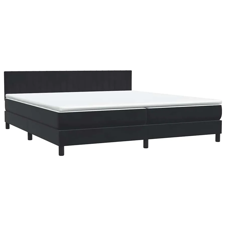 Sommier à lattes de lit avec matelas et LED noir 180x220 cm velours - 5
