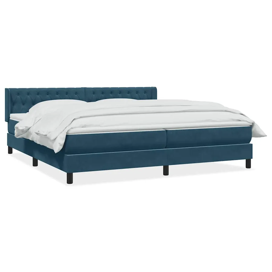 Sommier à lattes de lit et matelas bleu foncé 200x220cm velours - 2