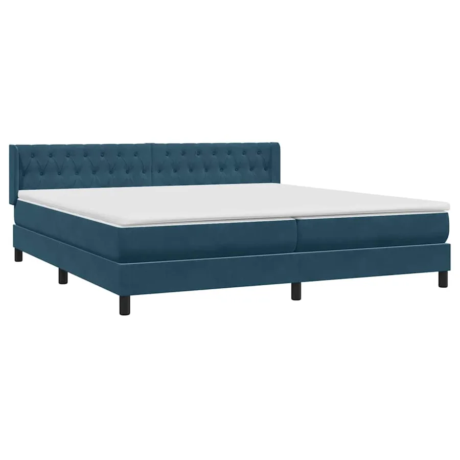 Sommier à lattes de lit et matelas bleu foncé 200x220cm velours - 4