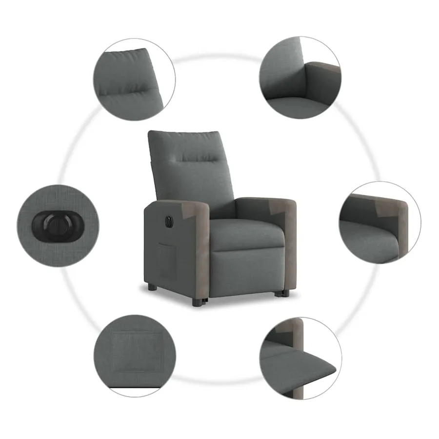 Fauteuil inclinable électrique gris foncé tissu - 11