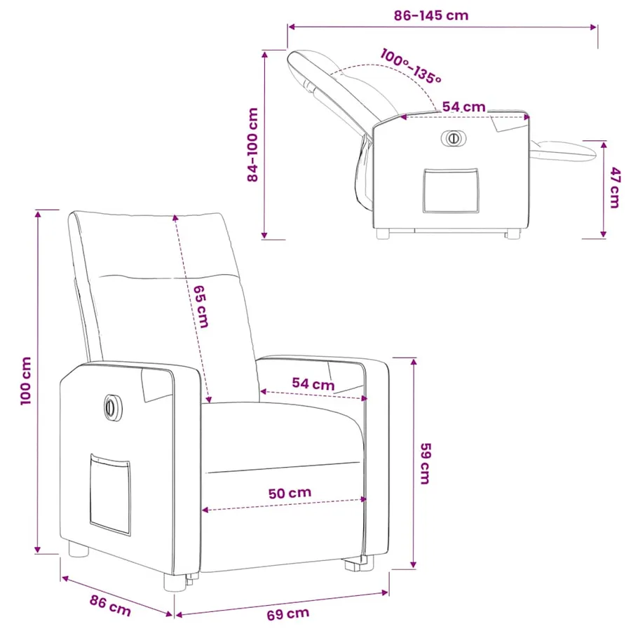 Fauteuil inclinable électrique gris foncé tissu - 17