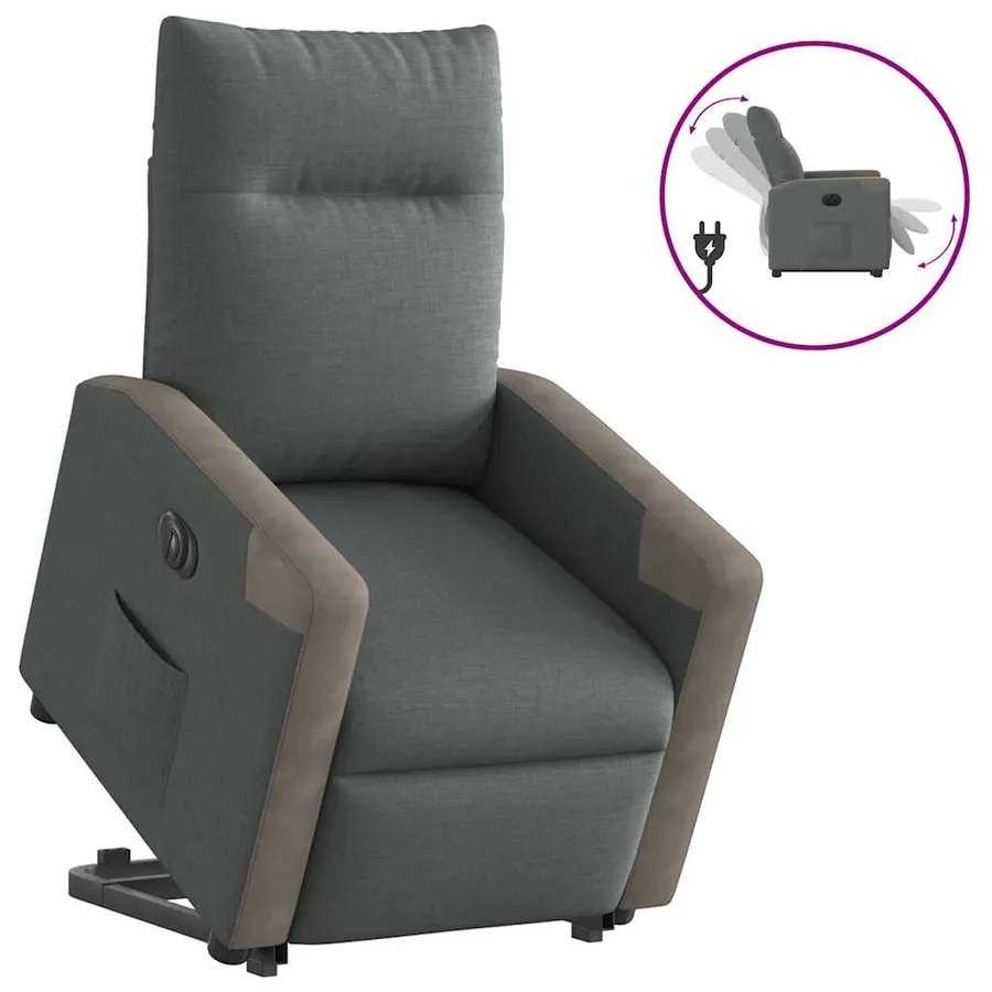 Fauteuil inclinable électrique gris foncé tissu - 2