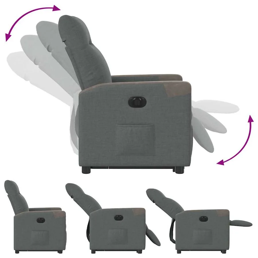 Fauteuil inclinable électrique gris foncé tissu - 8