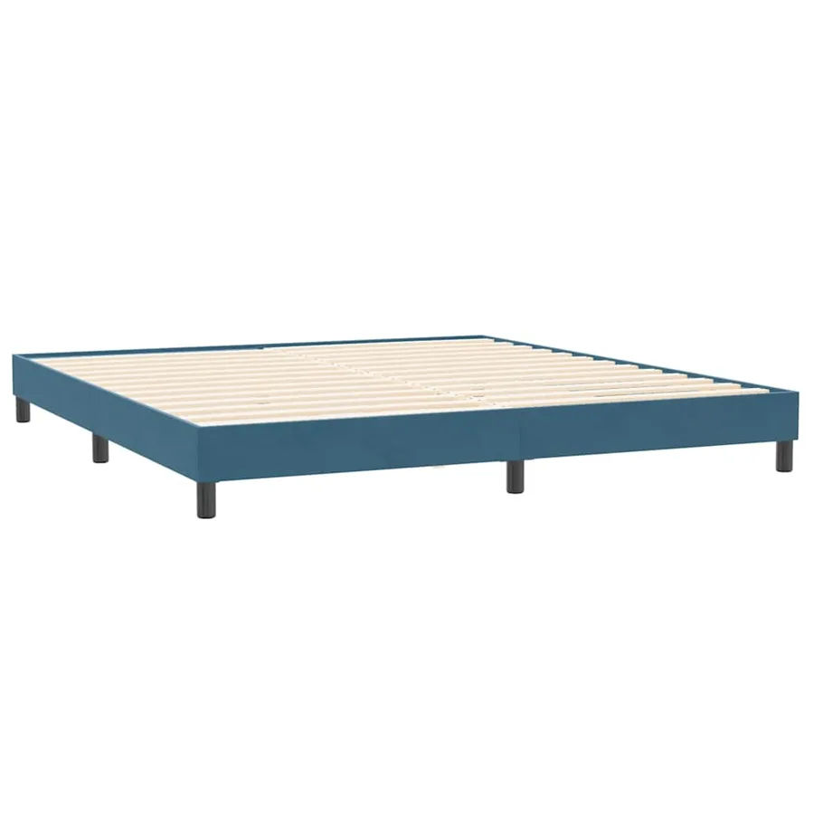 Sommier à lattes de lit et matelas et LED bleu foncé 200x220cm velours - 6