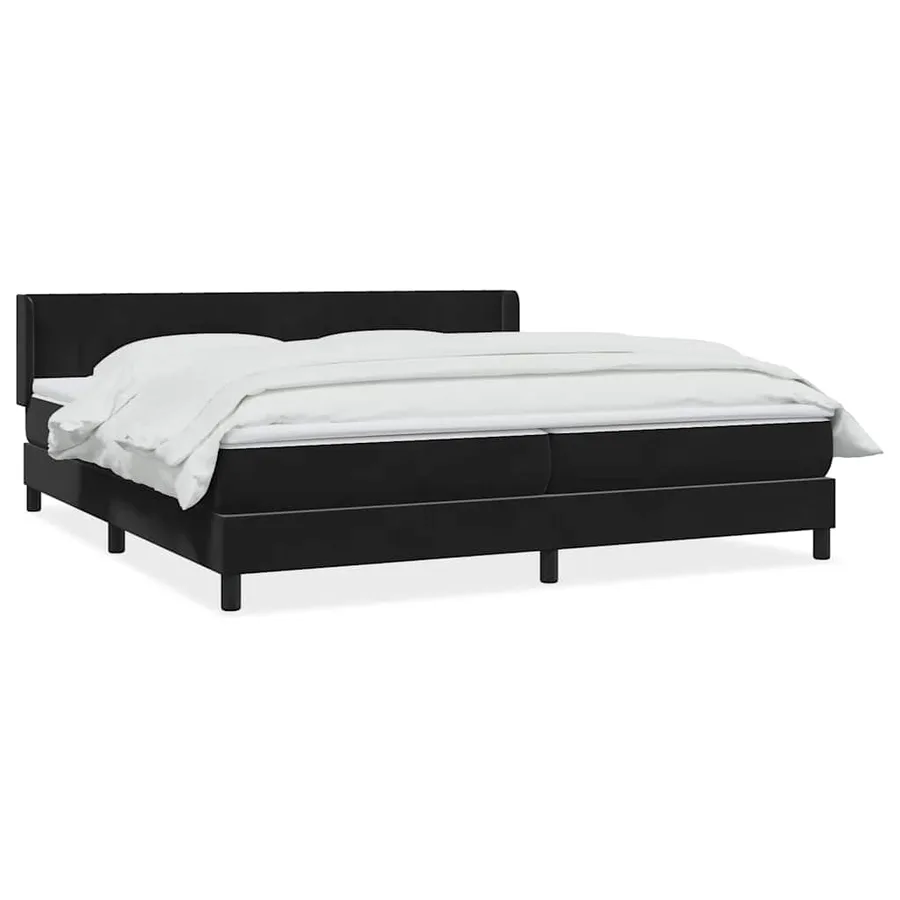 Sommier à lattes de lit avec matelas noir 180x220 cm velours - 2