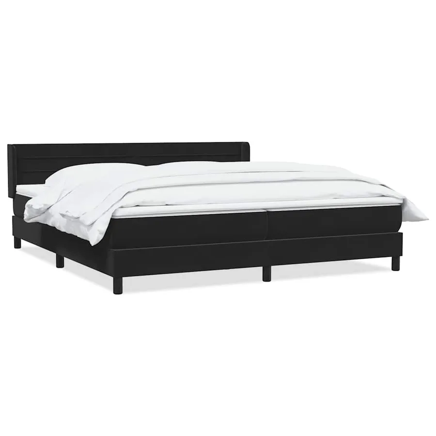 Sommier à lattes de lit avec matelas noir 180x220 cm velours - 2