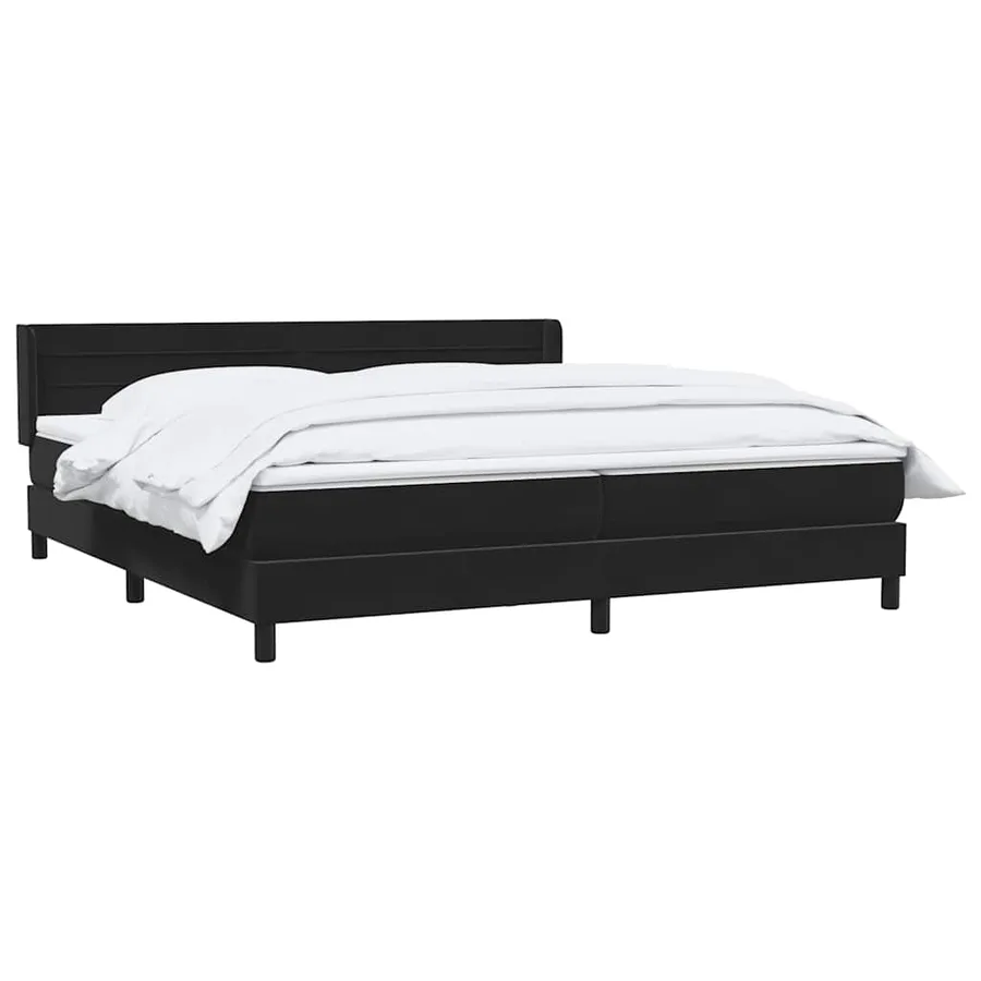 Sommier à lattes de lit avec matelas noir 180x220 cm velours - 3
