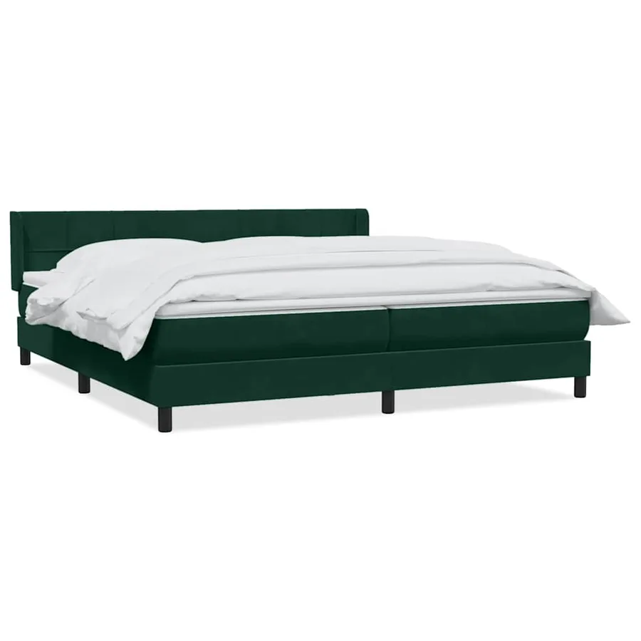 Sommier à lattes de lit et matelas vert foncé 200x220cm velours - 2