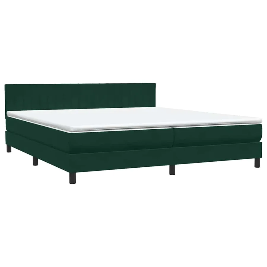 Sommier à lattes de lit et matelas et LED vert foncé 200x220cm velours - 5