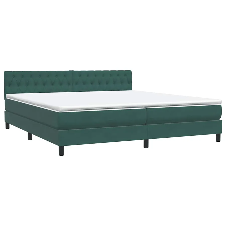 Sommier à lattes de lit et matelas et LED vert foncé 200x220cm velours - 5