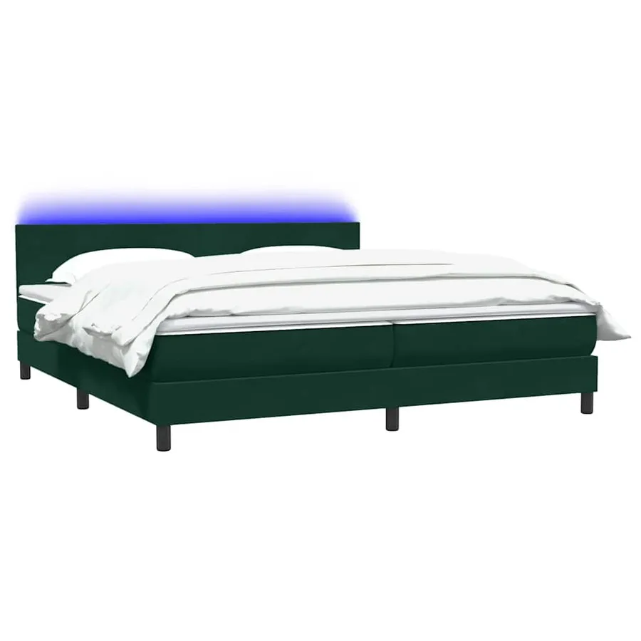 Sommier à lattes de lit et matelas et LED vert foncé 200x220cm velours - 3
