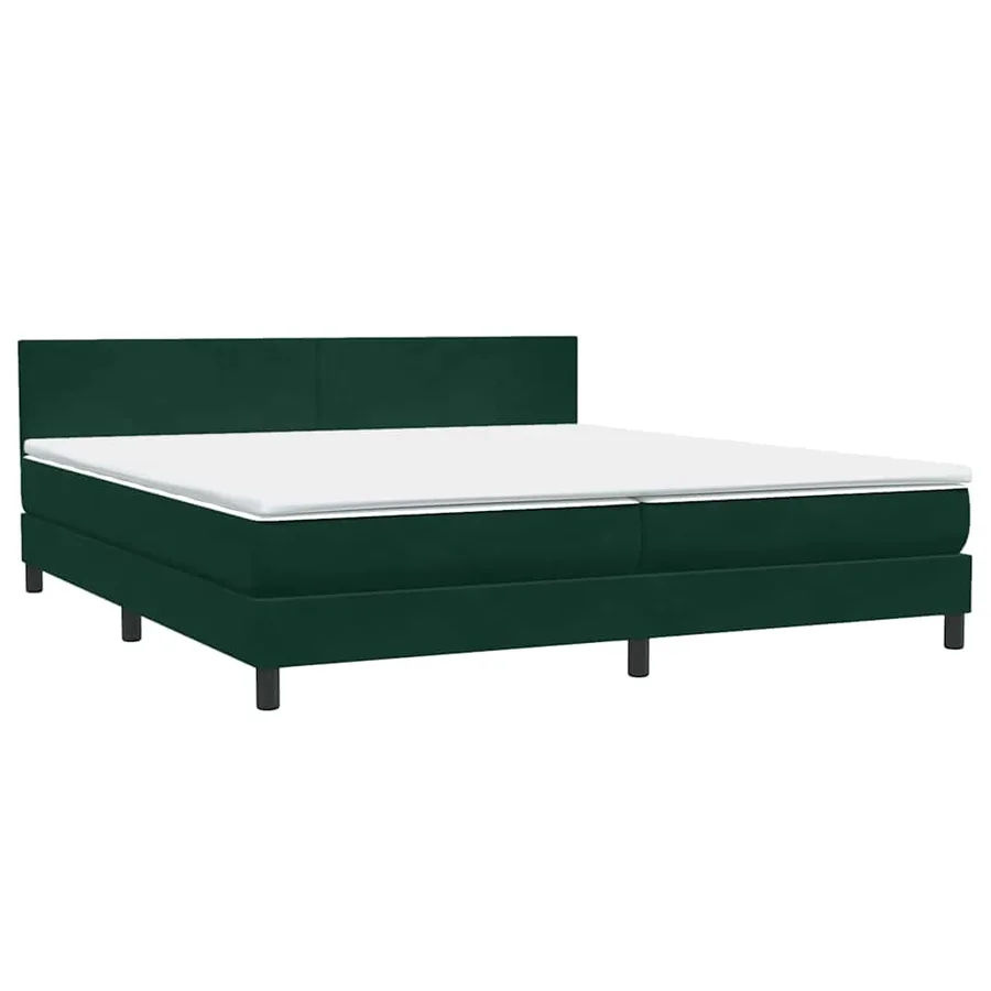 Sommier à lattes de lit et matelas et LED vert foncé 200x220cm velours - 5