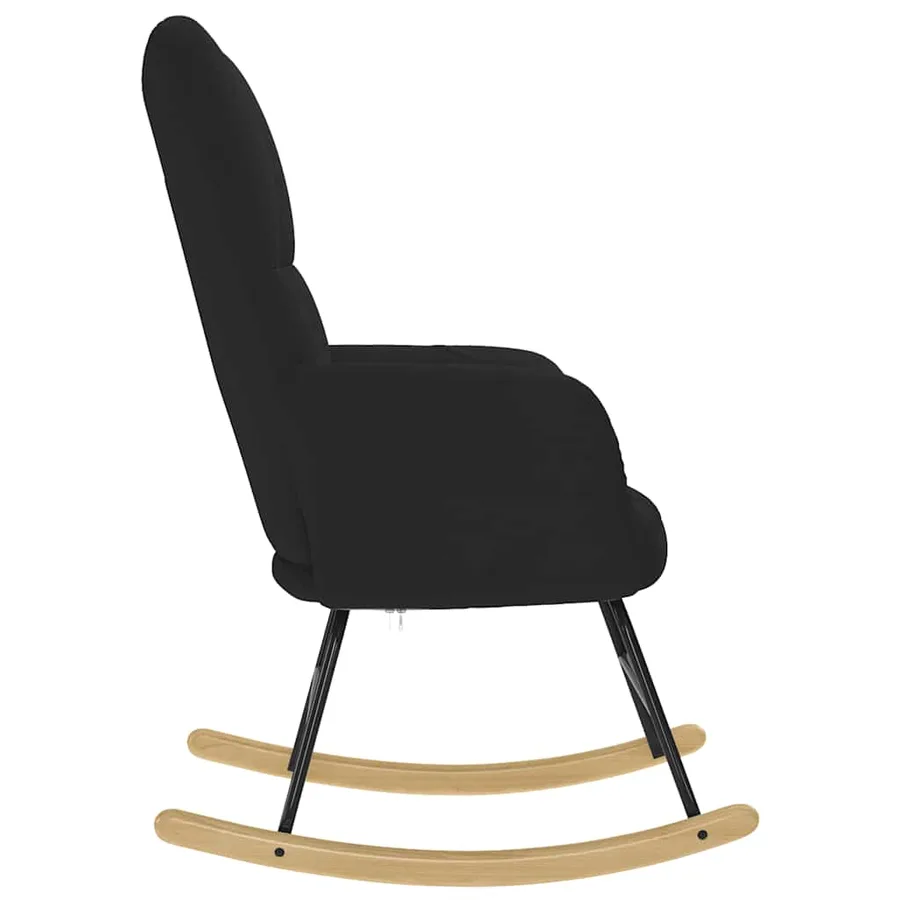Chaise à bascule Noir Tissu - 4