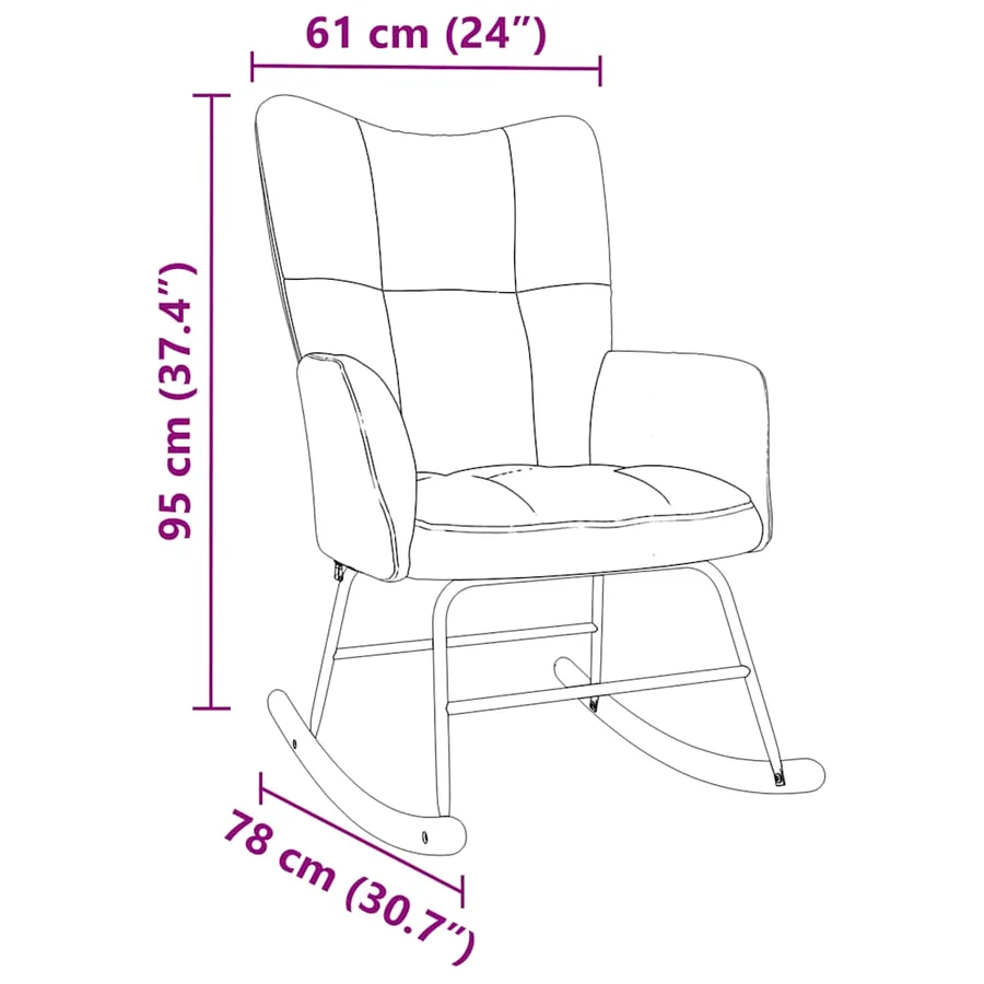Chaise à bascule Noir Tissu - 8