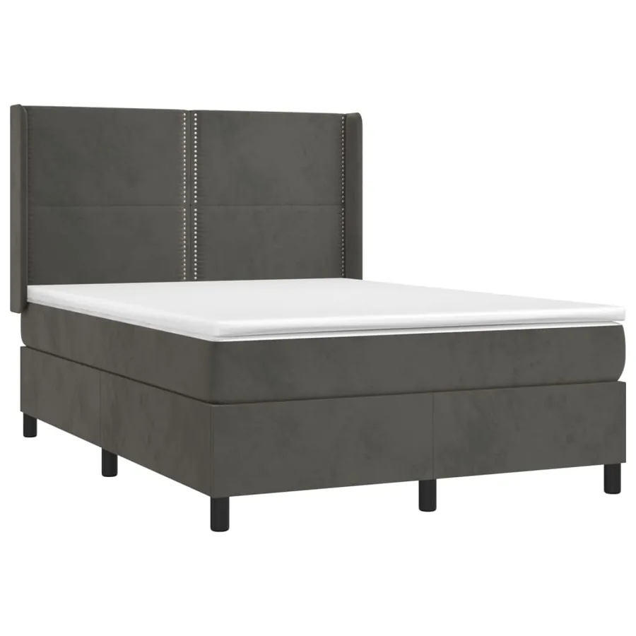 Sommier à lattes de lit matelas et LED Gris foncé 140x200 cm - 4