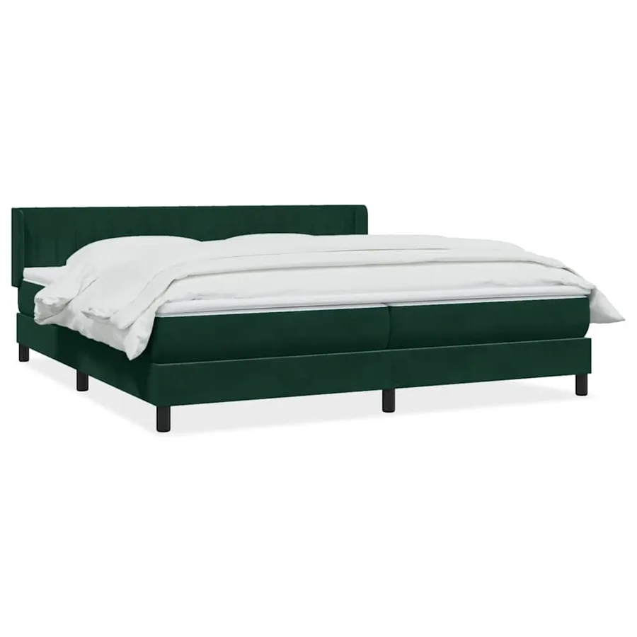 Sommier à lattes de lit et matelas vert foncé 200x220cm velours - 2