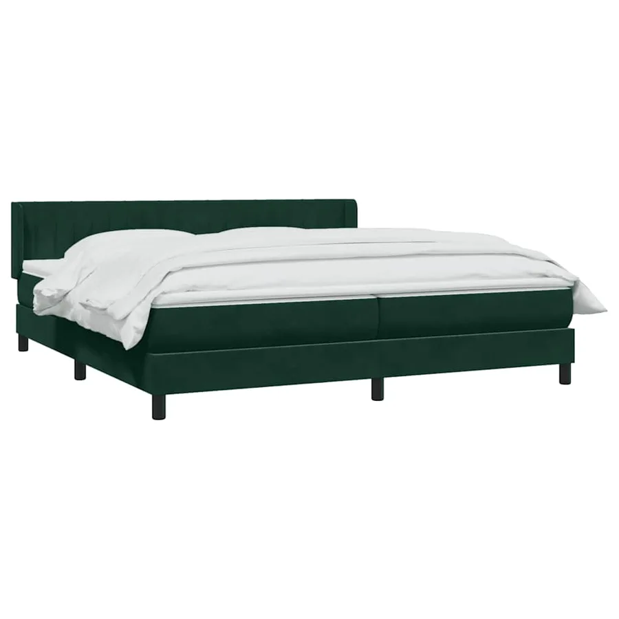 Sommier à lattes de lit et matelas vert foncé 200x220cm velours - 3