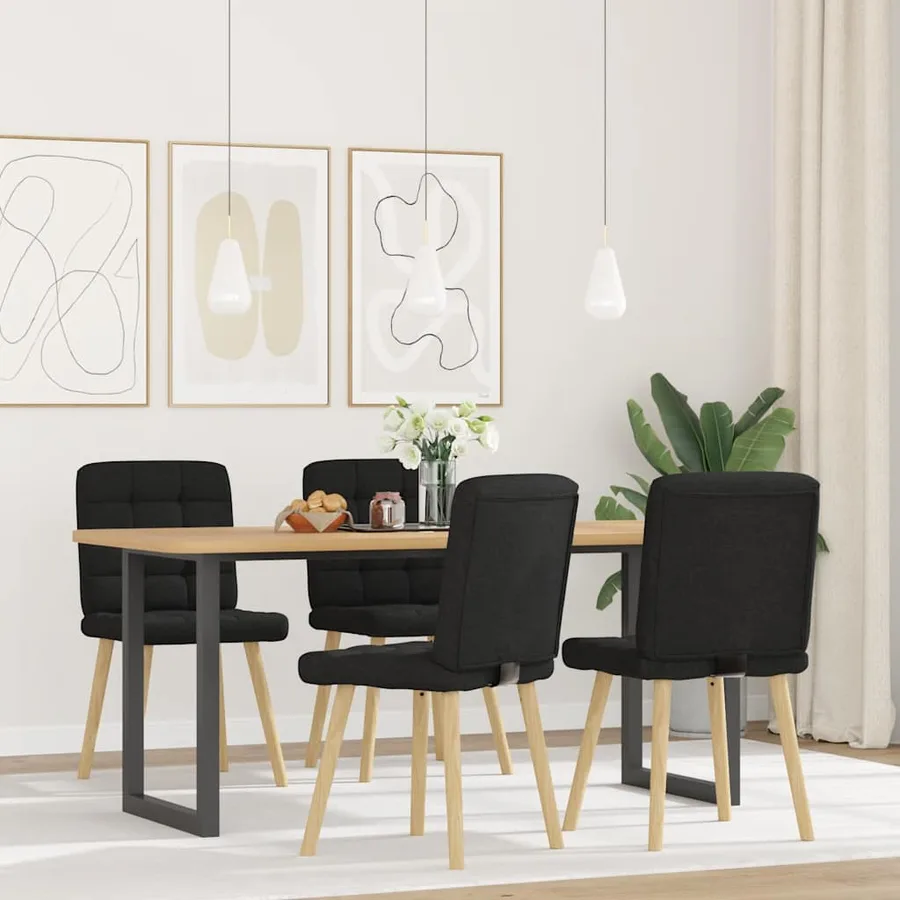 Chaises à manger lot de 4 noir tissu - 2