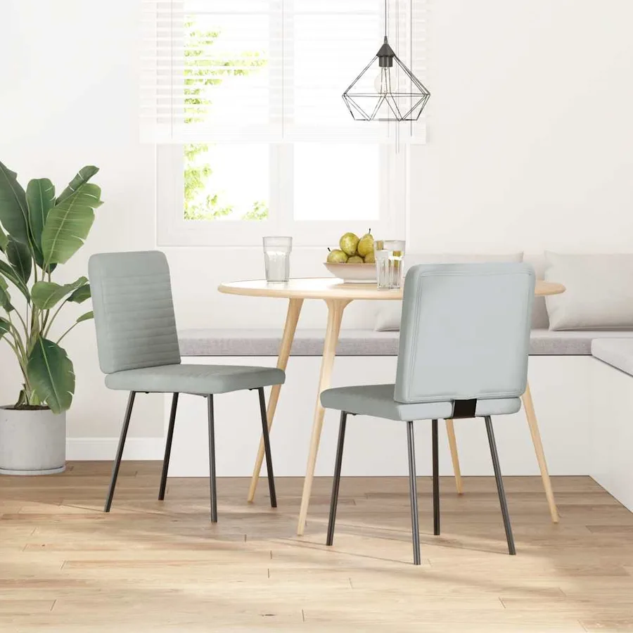 Chaises à manger lot de 2 Gris clair Velours - 2