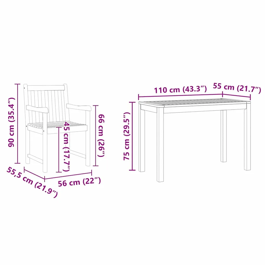 Ensemble de salle à manger pour jardin 3 pcs Marron - 12