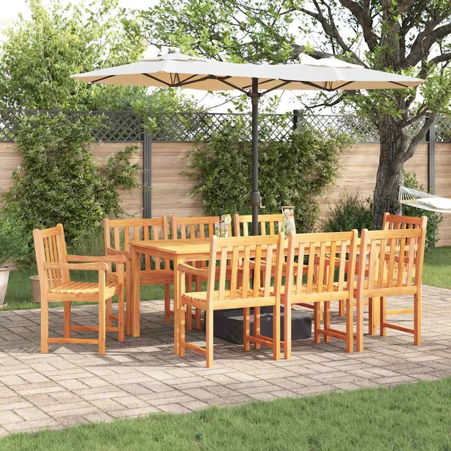 Ensemble de salle à manger pour jardin 9 pcs Marron
