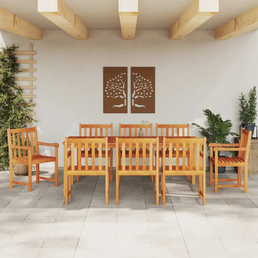 Ensemble de salle à manger pour jardin 9 pcs Marron - 4