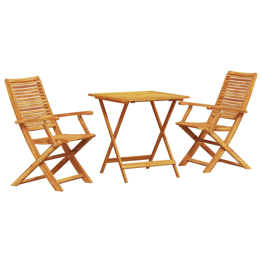 Ensemble bistro pliant 3 pcs Marron Bois d'Acacia Massif - 2