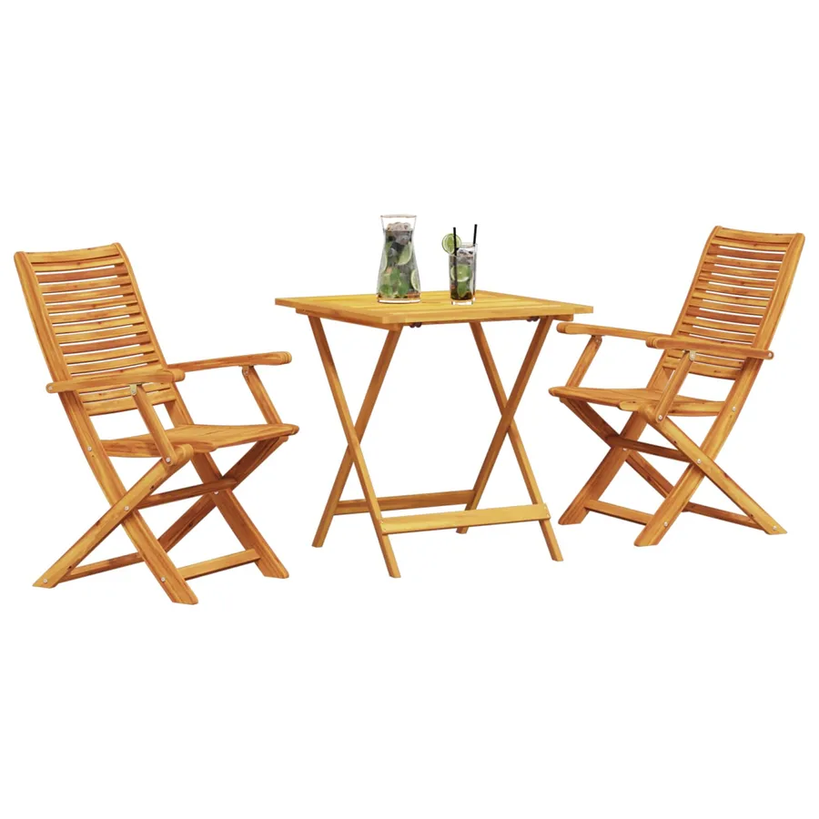 Ensemble bistro pliant 3 pcs Marron Bois d'Acacia Massif - 3