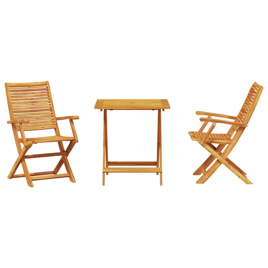 Ensemble bistro pliant 3 pcs Marron Bois d'Acacia Massif - 4