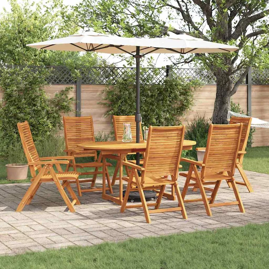 Ensemble de salle à manger pour jardin 7 pcs Marron