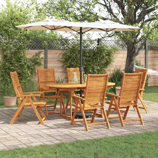 Ensemble de salle à manger pour jardin 7 pcs Marron