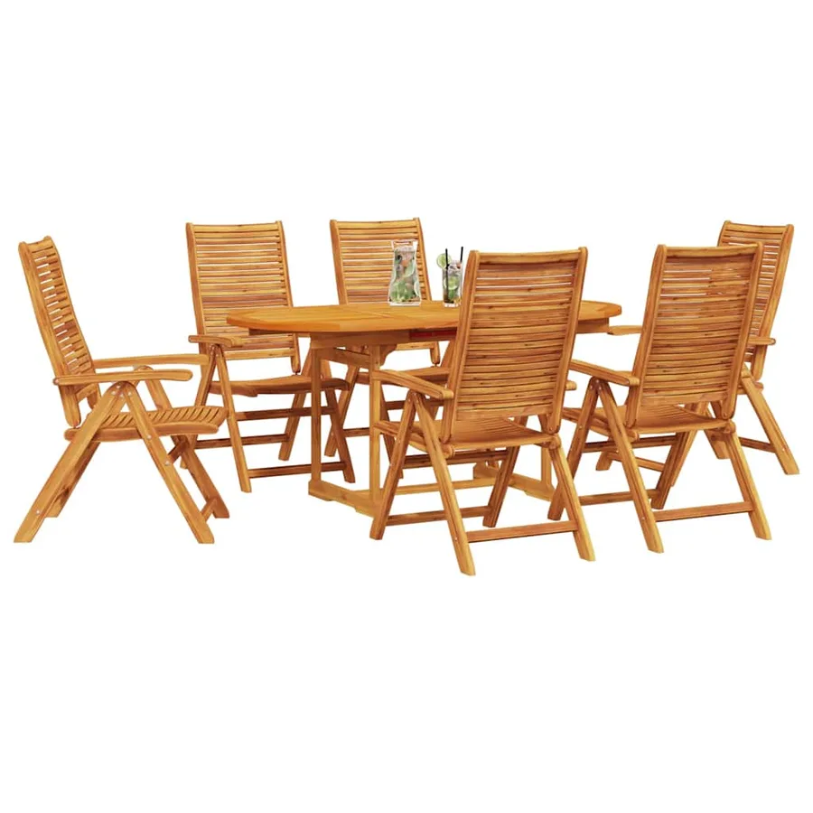 Ensemble de salle à manger pour jardin 7 pcs Marron - 3
