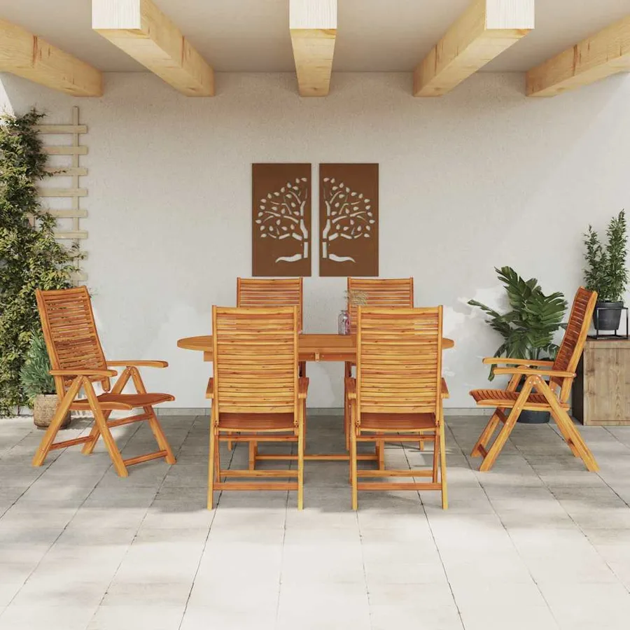 Ensemble de salle à manger pour jardin 7 pcs Marron - 4