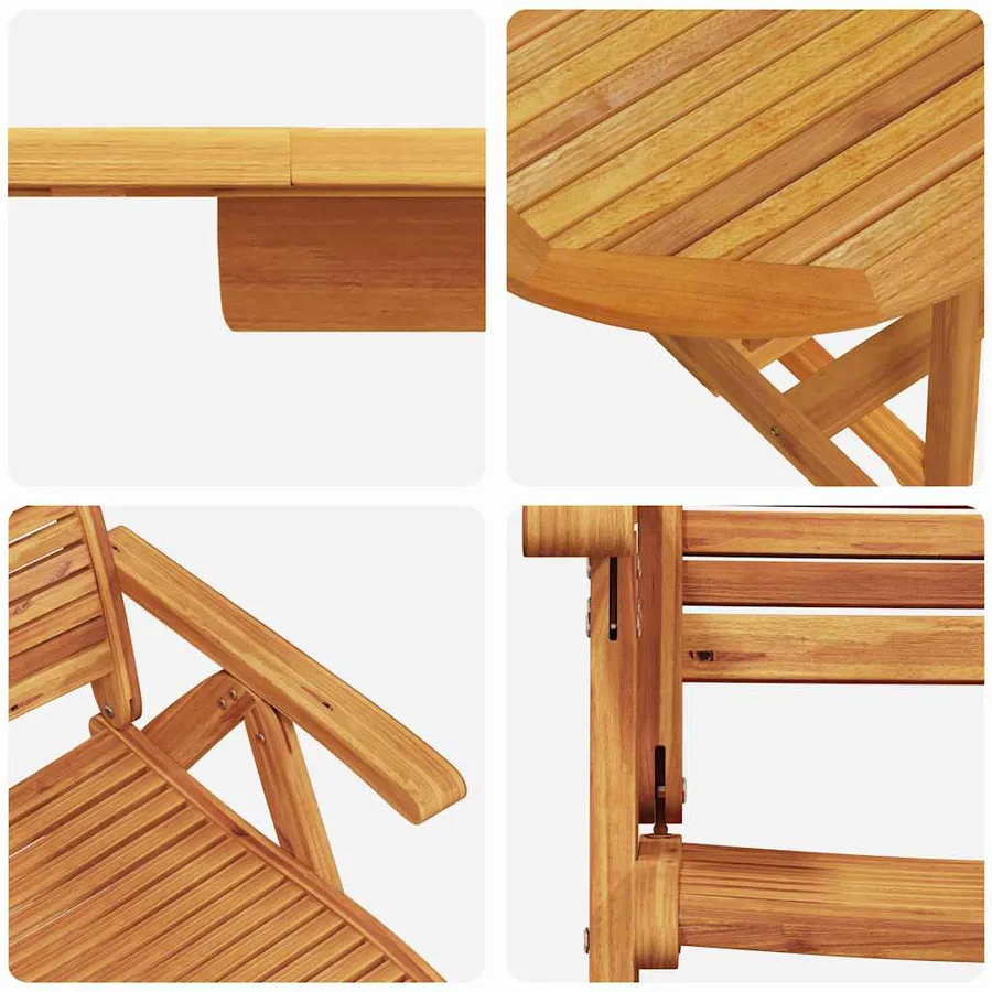 Ensemble de salle à manger pour jardin 7 pcs Marron - 9