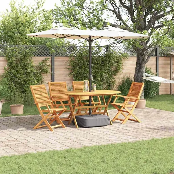 Ensemble de salle à manger pour jardin 5 pcs Marron