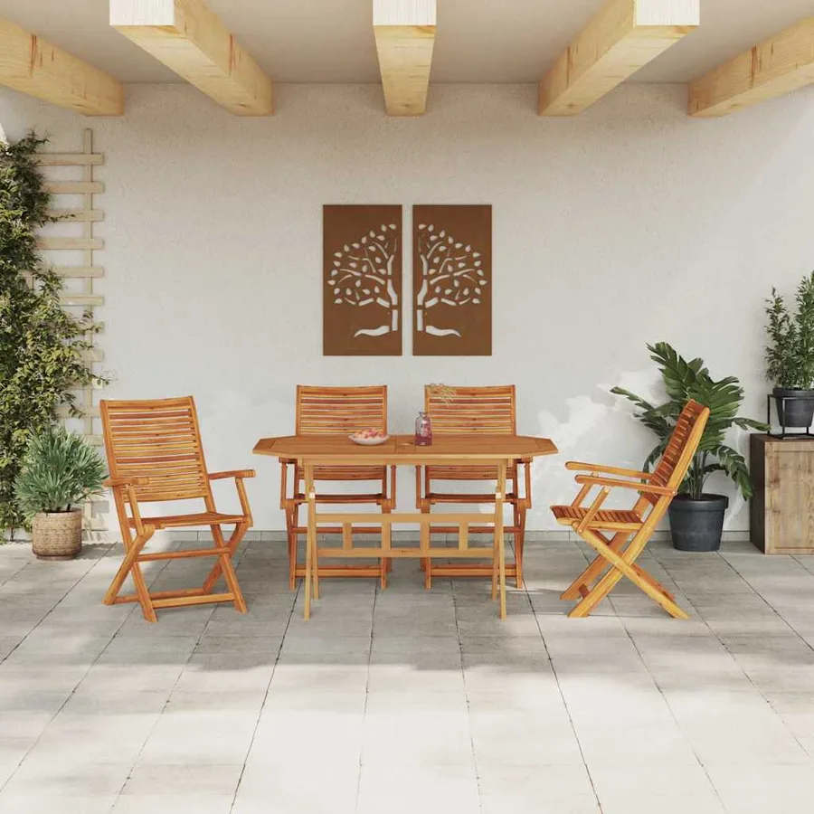 Ensemble de salle à manger pour jardin 5 pcs Marron - 4