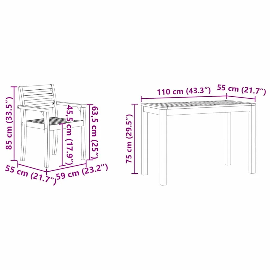 Ensemble de salle à manger pour jardin 3 pcs Marron - 10